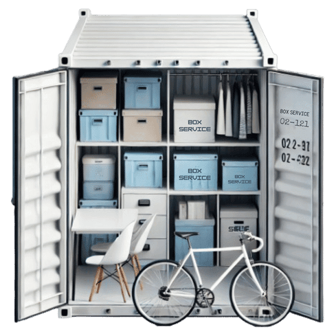 Intérieur moderne d'un espace de stockage sécurisé avec des boxes de différentes tailles